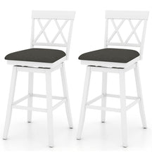 Swivel Bar Stools Set of 2, 29" Bar Height Chairs with Back, Padded Seat & Rubber Wood Frame, Farmhouse Barstools for Kitchen Island