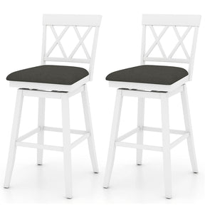 Swivel Bar Stools Set of 2, 29" Bar Height Chairs with Back, Padded Seat & Rubber Wood Frame, Farmhouse Barstools for Kitchen Island