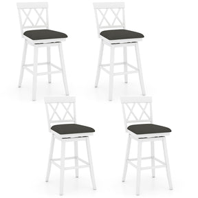 Swivel Bar Stools Set of 2, 29" Bar Height Chairs with Back, Padded Seat & Rubber Wood Frame, Farmhouse Barstools for Kitchen Island