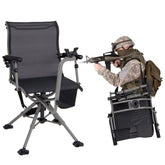360° Swivel Hunting Chair, Portable Deer Blind Chair Sniper Seat with Adjustable Shooting Rest, Extendable Aluminum Legs & Carrying Strap for Camping