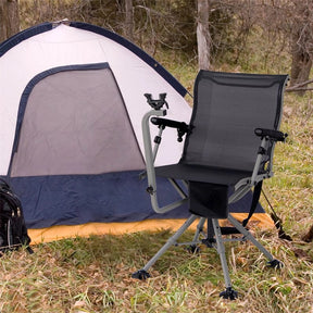 360° Swivel Hunting Chair, Portable Deer Blind Chair Sniper Seat with Adjustable Shooting Rest, Extendable Aluminum Legs & Carrying Strap for Camping