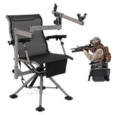 360° Swivel Hunting Chair, Folding Deer Blind Chair with Shooting Rest & Adjustable Armrests, 330LB Capacity All-Terrain Duck Feet for Outdoor Camping
