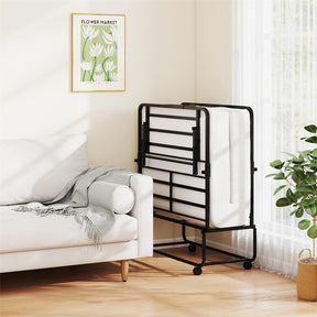 Twin Size Rollaway Guest Bed, 75"x38" Portable Folding Bed with Memory Foam Mattress & Heavy-Duty Metal Frame for Apartments, Small Spaces