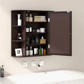 Mirrored Bathroom Storage Cabinet Wall Mounted Hanging Medicine Cabinet Over Toilet with Single Door, 3 Adjustable Shelves