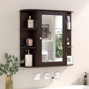 Mirrored Bathroom Storage Cabinet Wall Mounted Hanging Medicine Cabinet Over Toilet with Single Door, 3 Adjustable Shelves