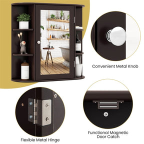 Mirrored Bathroom Storage Cabinet Wall Mounted Hanging Medicine Cabinet Over Toilet with Single Door, 3 Adjustable Shelves