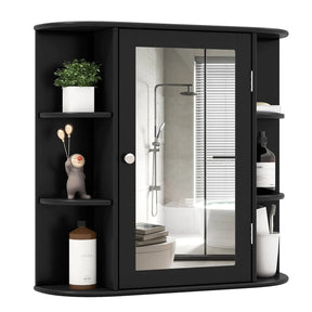 Mirrored Bathroom Storage Cabinet Wall Mounted Hanging Medicine Cabinet Over Toilet with Single Door, 3 Adjustable Shelves