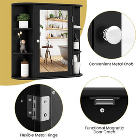 Mirrored Bathroom Storage Cabinet Wall Mounted Hanging Medicine Cabinet Over Toilet with Single Door, 3 Adjustable Shelves