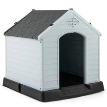 Waterproof Plastic Dog House with Elevated Floor & Air Vents for Small & Medium Dogs, Indoor Outdoor Dog Kennel Cat House Feeding Station