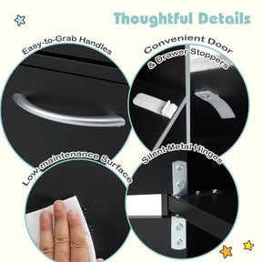 Wooden Kids Desk and Chair Set with Hutch, Storage Drawer & Cabinet, Children School Study Table Writing Computer Workstation for Ages 3-8