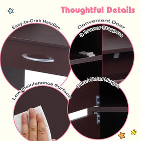 Wooden Kids Desk and Chair Set with Hutch, Storage Drawer & Cabinet, Children School Study Table Writing Computer Workstation for Ages 3-8