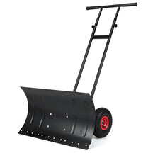 29" Wide Ergonomic Snow Shovel for Driveway with Wheels, Black
