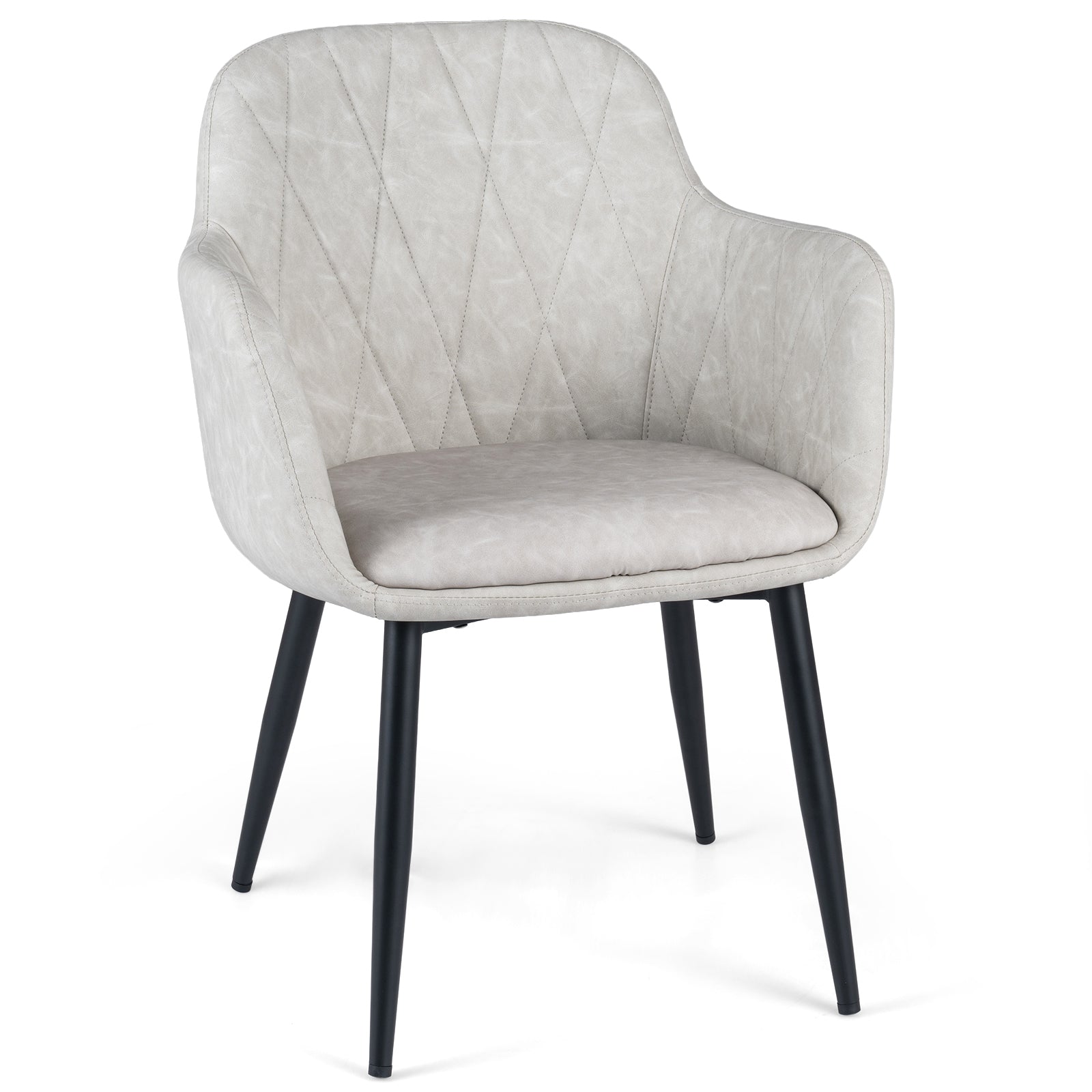 Dining Chairs Set of 2, Upholstered PU Leather Kitchen Chairs with Curved Back & Wide Seat, Mid-Century Accent Side Armchairs for Dining Room, Living Room & Bedroom