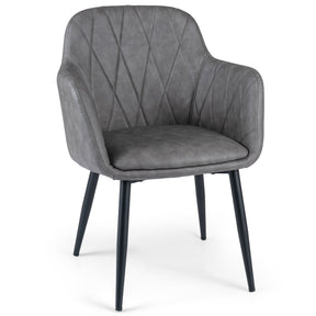 Dining Chairs Set of 2, Upholstered PU Leather Kitchen Chairs with Curved Back & Wide Seat, Mid-Century Accent Side Armchairs for Dining Room, Living Room & Bedroom