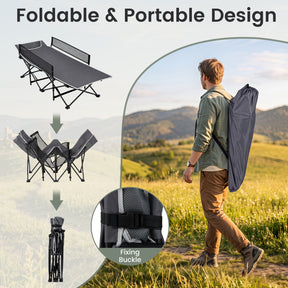 Foldable Camping Cot For Kids, Portable Sleeping Cot , Outdoor Heavy-Duty Metal Frame for Backpacking, Hiking, Beach