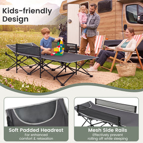 Foldable Camping Cot For Kids, Portable Sleeping Cot , Outdoor Heavy-Duty Metal Frame for Backpacking, Hiking, Beach