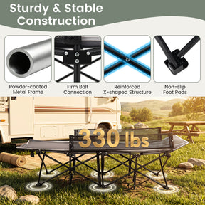 Foldable Camping Cot For Kids, Portable Sleeping Cot , Outdoor Heavy-Duty Metal Frame for Backpacking, Hiking, Beach