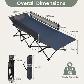 Foldable Camping Cot For Kids, Portable Sleeping Cot , Outdoor Heavy-Duty Metal Frame for Backpacking, Hiking, Beach