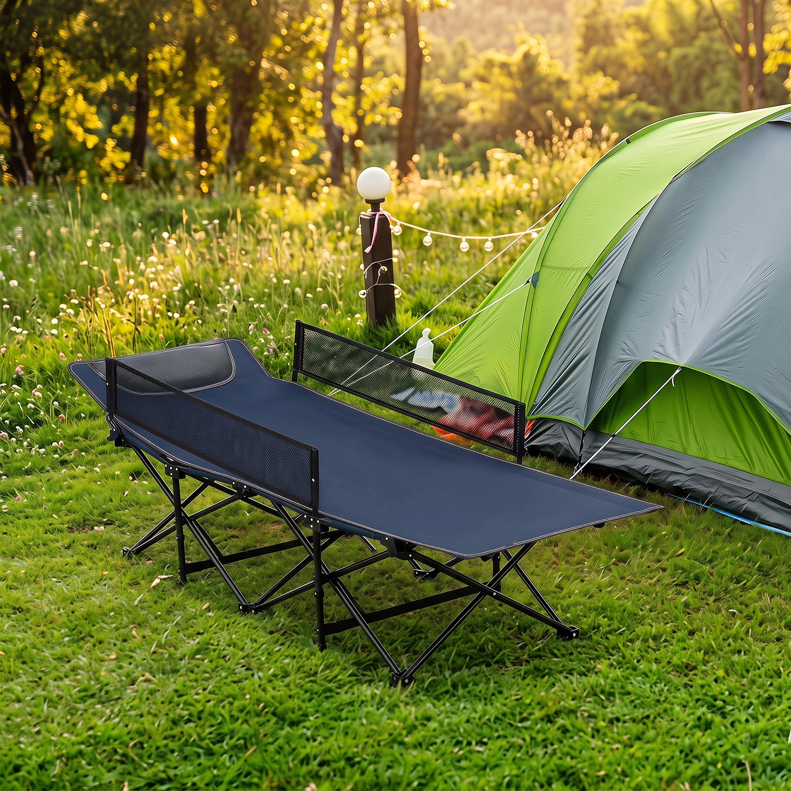 Foldable Camping Cot For Kids, Portable Sleeping Cot , Outdoor Heavy-Duty Metal Frame for Backpacking, Hiking, Beach