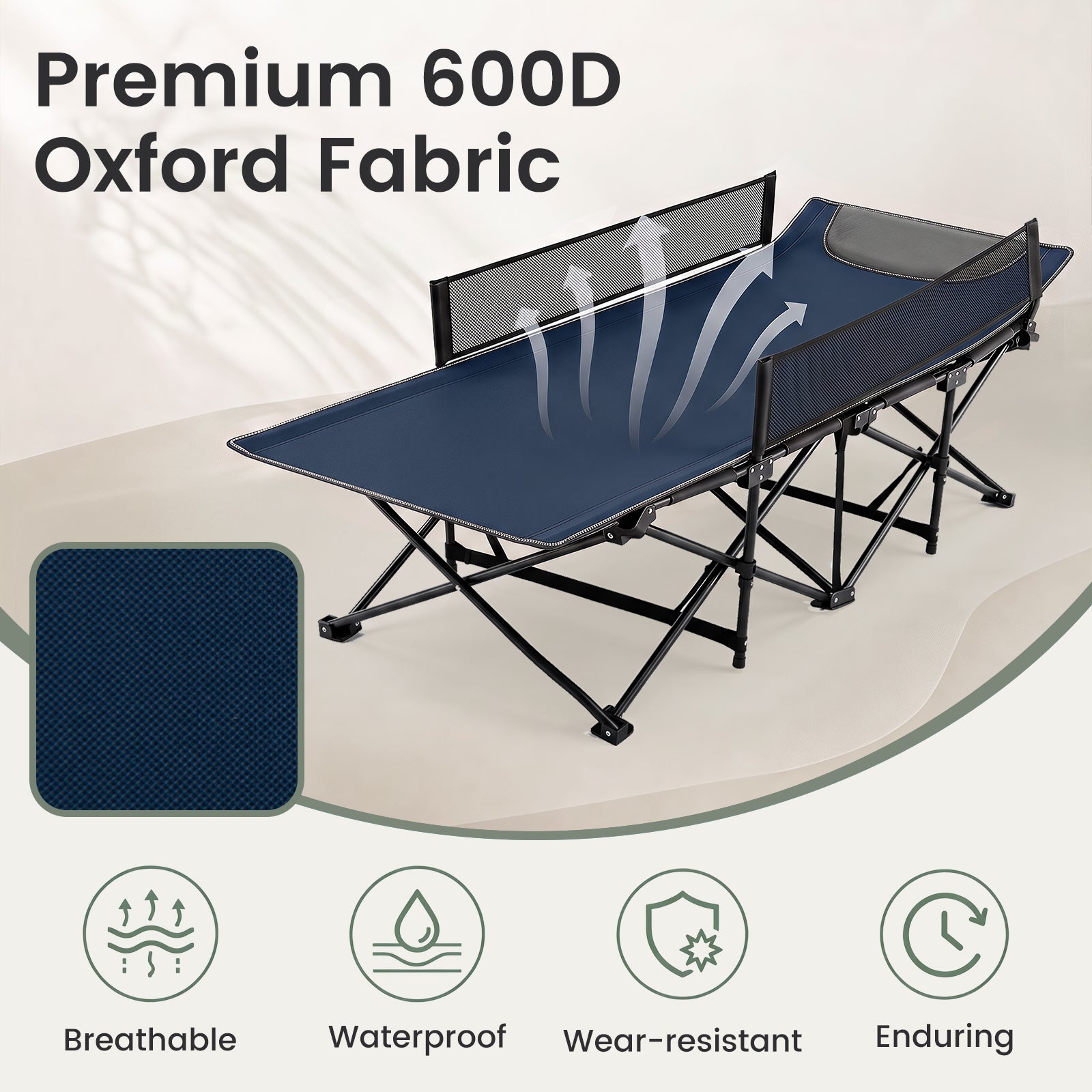 Foldable Camping Cot For Kids, Portable Sleeping Cot , Outdoor Heavy-Duty Metal Frame for Backpacking, Hiking, Beach