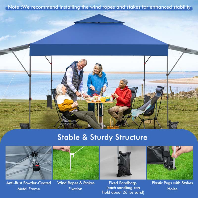 10 x 17.6 FT Outdoor Instant Pop-up Canopy Tent for Market Picnic with Dual Half Awnings & Wheeled Bag