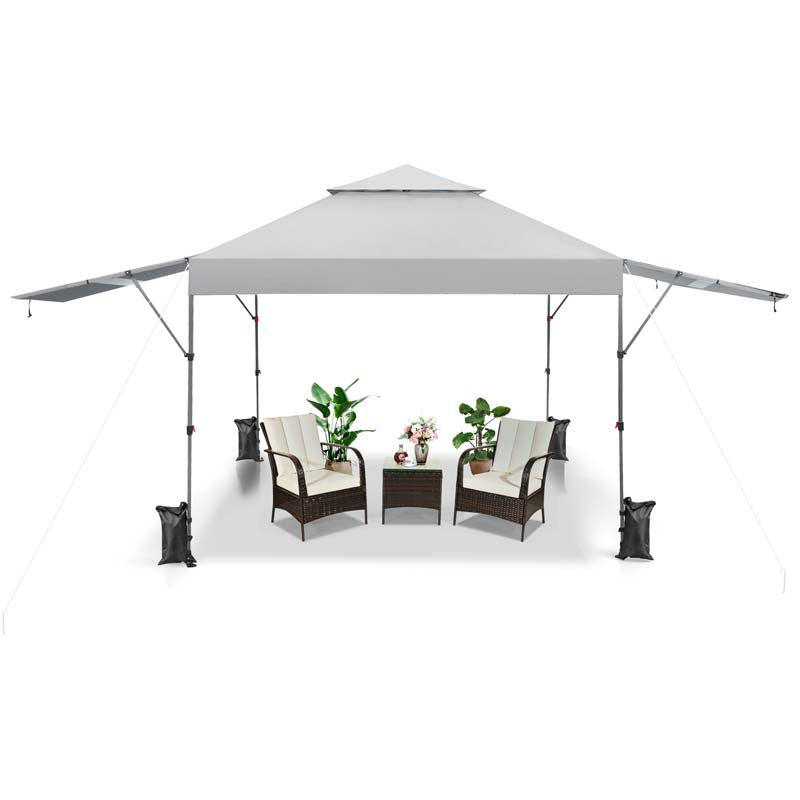 10 x 17.6 FT Outdoor Instant Pop-up Canopy Tent for Market Picnic with Dual Half Awnings & Wheeled Bag