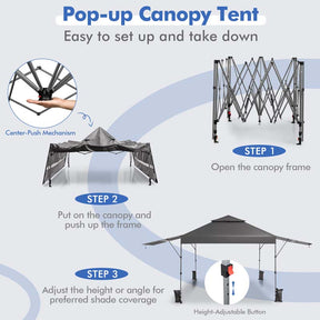 10 x 17.6 FT Outdoor Instant Pop-up Canopy Tent for Market Picnic with Dual Half Awnings & Wheeled Bag