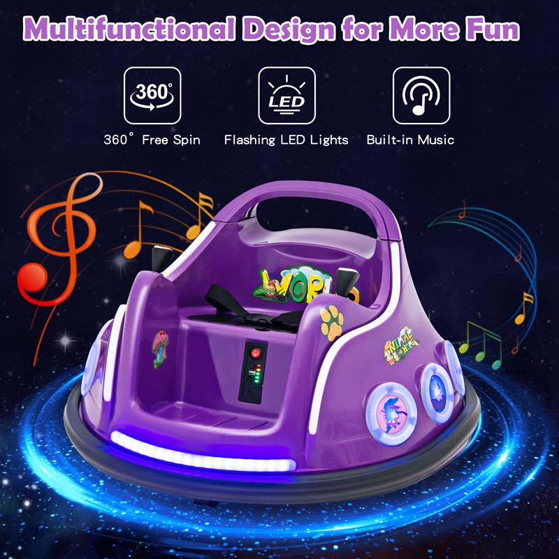 Electric Toddler Bumper Car with Remote Control, Flashing LED Light & Music, 12V Battery Powered Baby Ride on Bumper Toy Car