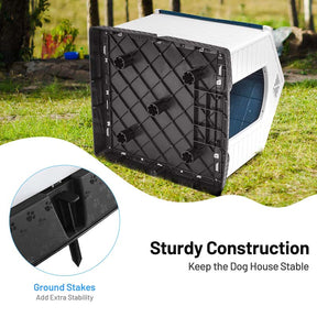 Waterproof Plastic Dog House Outdoor Indoor, Durable Pet House for Small Medium Large Dogs with Elevated Floor and Air Vents