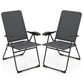 2-Pack Folding Patio Chairs, 7-Position Adjustable Lawn Chair Recliner Camping Chair, Compact Outdoor Sling Chair, Fully Assembly