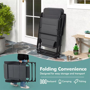2-Pack Folding Patio Chairs, 7-Position Adjustable Lawn Chair Recliner Camping Chair, Compact Outdoor Sling Chair, Fully Assembly