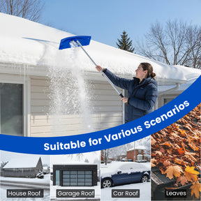 Snow Roof Rake, 3.4-20 FT Extendable Snow Removal Tool with 24" Wide Blade & Wheels, Lightweight Scratch-Proof Aluminum House Rooftop Rake for Leaves Debris Removal