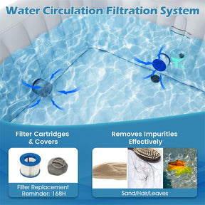 2-6 Person Inflatable Hot Tub with 110/130 Soothing Air Jets, Heater Pump & Cover, Portable Outdoor Water Spa Tub for Backyard