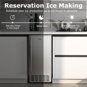 80 lbs/24H Under Counter Ice Maker, 18 lbs Storage Commercial Nugget Ice Making Machine with Self-Cleaning, LCD Panel, Stainless Steel Scoop