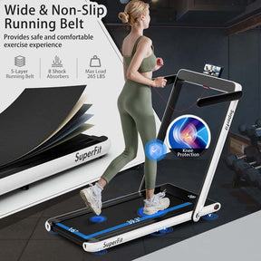 2.5HP 2-in-1 Folding Under Desk Treadmill with Speaker APP Remote Control, Portable Walking Jogging Machine for Home Gym Office
