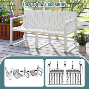 Outdoor Weather-Resistant 2-Person Bench with Curved Backrest, Slatted Design Plastic Loveseat for Patio Poolside Backyard Garden Deck Lawn