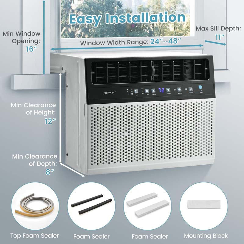 10000 BTU Ultra Quiet Window Air Conditioner U-Shaped Window AC Units Over the Sill AC Units with Energy Saver Modes