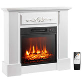 32" Solid Electric Fireplace with Mantel, 1400W Freestanding Mantel Fireplace Heater with Remote Control, Thermostat, 6H Timer