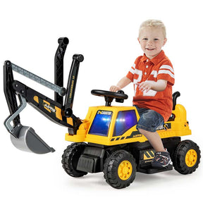 6V Battery Powered Kids Ride On Excavator Bulldozer Loader Toy Car with Front Digger Shovel, Electric Construction Vehicle for Kids