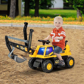 6V Battery Powered Kids Ride On Excavator Bulldozer Loader Toy Car with Front Digger Shovel, Electric Construction Vehicle for Kids