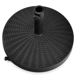 50 LBS Rattan Style Resin Patio Umbrella Base Stand with Lockable Wheels, 20.5" Heavy-Duty Round Outdoor Umbrella Holder