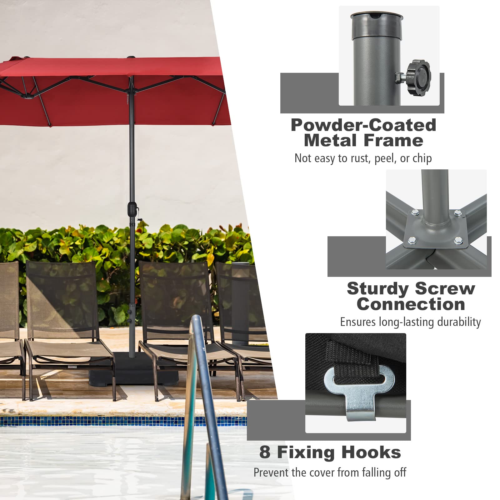 220 lbs Heavy Duty Patio Market Offset Umbrella Base Stand with Sandbags