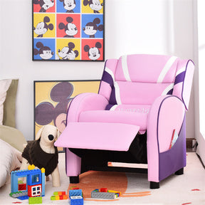 Kids Recliner Chair, Adjustable PU Leather Gaming Sofa with Footrest, Lumbar Support & Side Pockets, Ergonomic Children Lounge Armchair