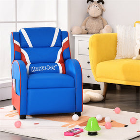 Kids Recliner Chair, Adjustable PU Leather Gaming Sofa with Footrest, Lumbar Support & Side Pockets, Ergonomic Children Lounge Armchair
