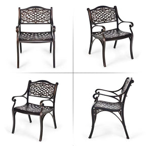 2/4Pcs All-Weather Cast Aluminum Chairs with Armrests & Curved Seats, Outdoor Dining Chairs Patio Bistro Armchairs