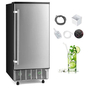 115V 80LBS/24H Commercial Ice Maker Machine with Drain Pump, 25LBS Ice Bin, Self-Cleaning Function