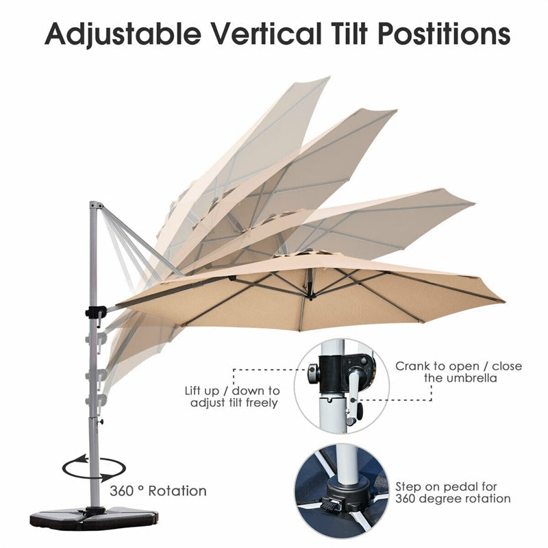 Canada Only - 11 FT Patio Offset Cantilever Umbrella 360° Rotation Aluminum Tilt