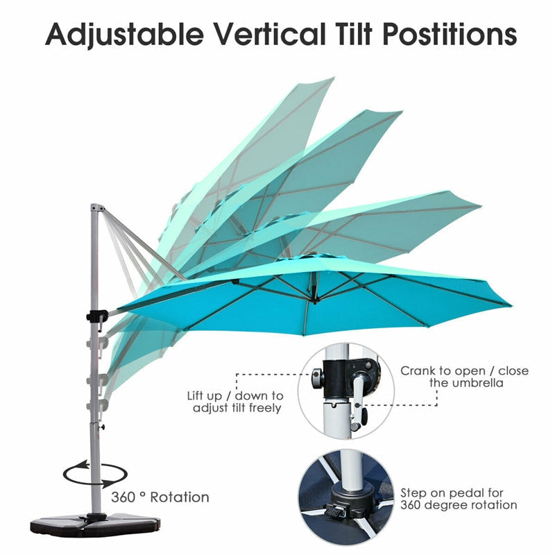 Canada Only - 11 FT Patio Offset Cantilever Umbrella 360° Rotation Aluminum Tilt