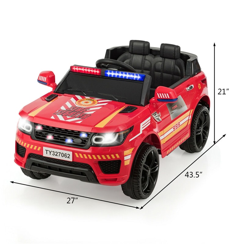 Kids Ride On Police Car 12V Battery Powered Electric Riding Toy Truck Car with LED Siren Flashing Light