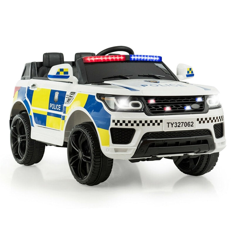 Kids Ride On Police Car 12V Battery Powered Electric Riding Toy Truck Car with LED Siren Flashing Light
